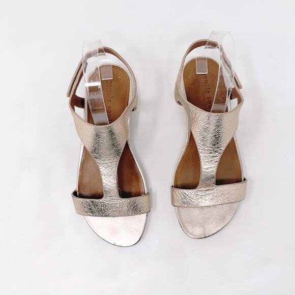 [Gentle Souls] Kenneth Cole Rose Gold Lark Slim T-Strap Open Toe Sandals Sz 9.5M - Picture 4 of 11